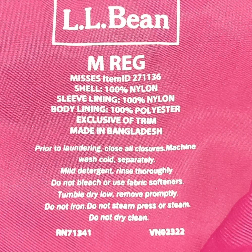LL Bean Women's Winter Warmer Jacket Size Medium Regular‎ Red Lined